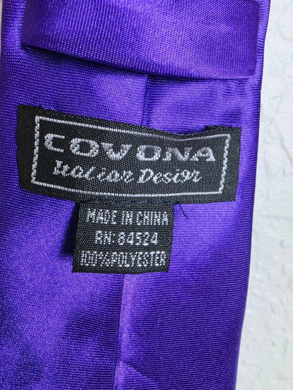 Covona Purple Satin Neck Tie 100% Polyester